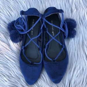 Madden Girl Velvet Pom Pom Flats